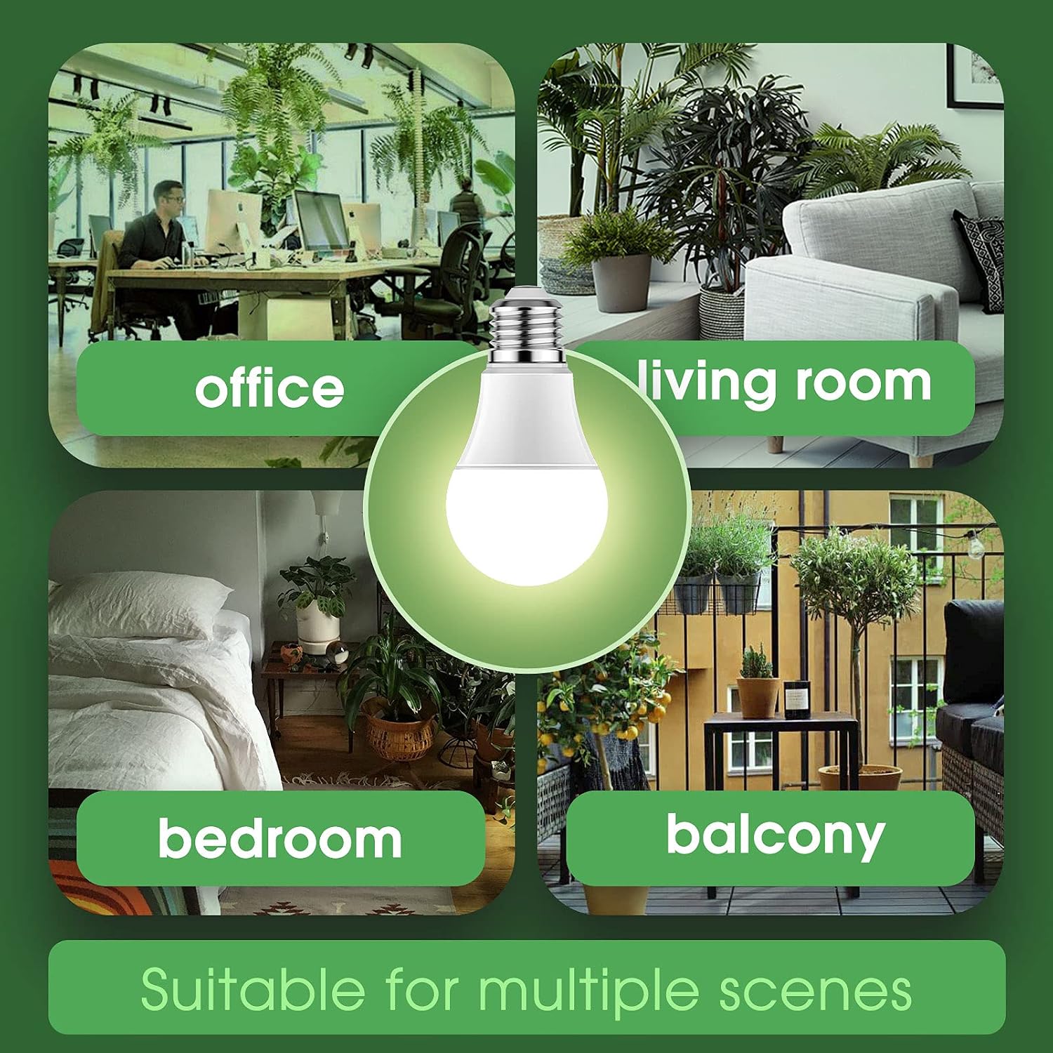 Grow Light Bulbs, LED Grow Light Bulb A19 Bulb, Full Spectrum | Grow Light Bulb, Plant Light Bulbs E26 Base, 11W Grow Bulb 100W Equivalent,Grow Light for Indoor Plants,Seed Starting, 2Pack