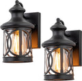 2-Pack Outdoor Wall Lights, Porch Lights, Waterproof Outdoor Wall Sconce, Exterior Light Fixture Matte Black with Clear Glass Shade for Garage Patio Front Door Balcony, 12in.