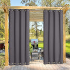 NICETOWN Blackout Outdoor Curtain for Patio Waterproof Extra Long 120", Windproof Energy Saving Top and Bottom Rustproof Grommets Outdoor Drape for Porch, 1 Piece, 52 inches Wide, Grey