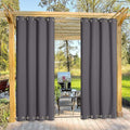 NICETOWN Outdoor Curtain Sunblock with Silver Rustproof Grommets Top and Bottom, Windproof Thermal Insulated Blackout Outdoor Curtain/Drape Protect Privacy for Patio, Single Piece, W52 x L95, Grey