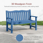 Stoog Outdoor Bench, 2-Person All-Weather HIPS Plastic Garden Bench with 800lb Capacity, Never Rot or Fade, Used for Patio, Porch, Backyard, Blue