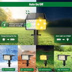 Solar Spot Lights Outdoor with 60 LED & Auto On/Off, 4 Pack Solar Lights Outdoor Waterproof IP68 with 3 Lighting Modes, 2-in-1 Solars Landscape Light for Outside, Garden, Yard(Warm White)