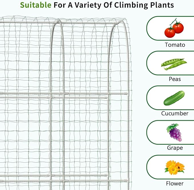 DoCred 3 in 1 Raised Garden Bed with 87in Tall Arch Trellis for Climbing Plants, Galvanized Planter Garden Box Outdoor for Gardening, Climbing Vegetables, Flower, Green