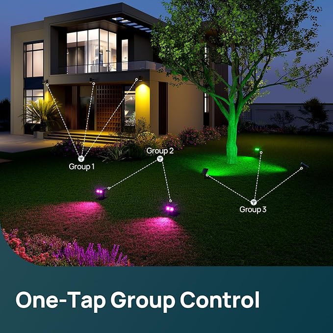 Linkind Smart Solar Spot Lights Outdoor SL5C, Solar Lights Outdoor Spotlight Cool/Warm White/Color Changing, APP/Voice Control IP67 Landscape Lighting for Yard, Garden, Pathway(14 Pack)