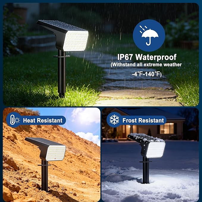 LANSOW 12 Pack Solar Spot Lights Outdoor Waterproof IP67, (90 LED/4 Modes) Solar Landscape Spotlights, 2-in-1 Solar Powered Flood Lights for Yard Garden Pathway Outside Tree, Auto ON/Off(Cool White)