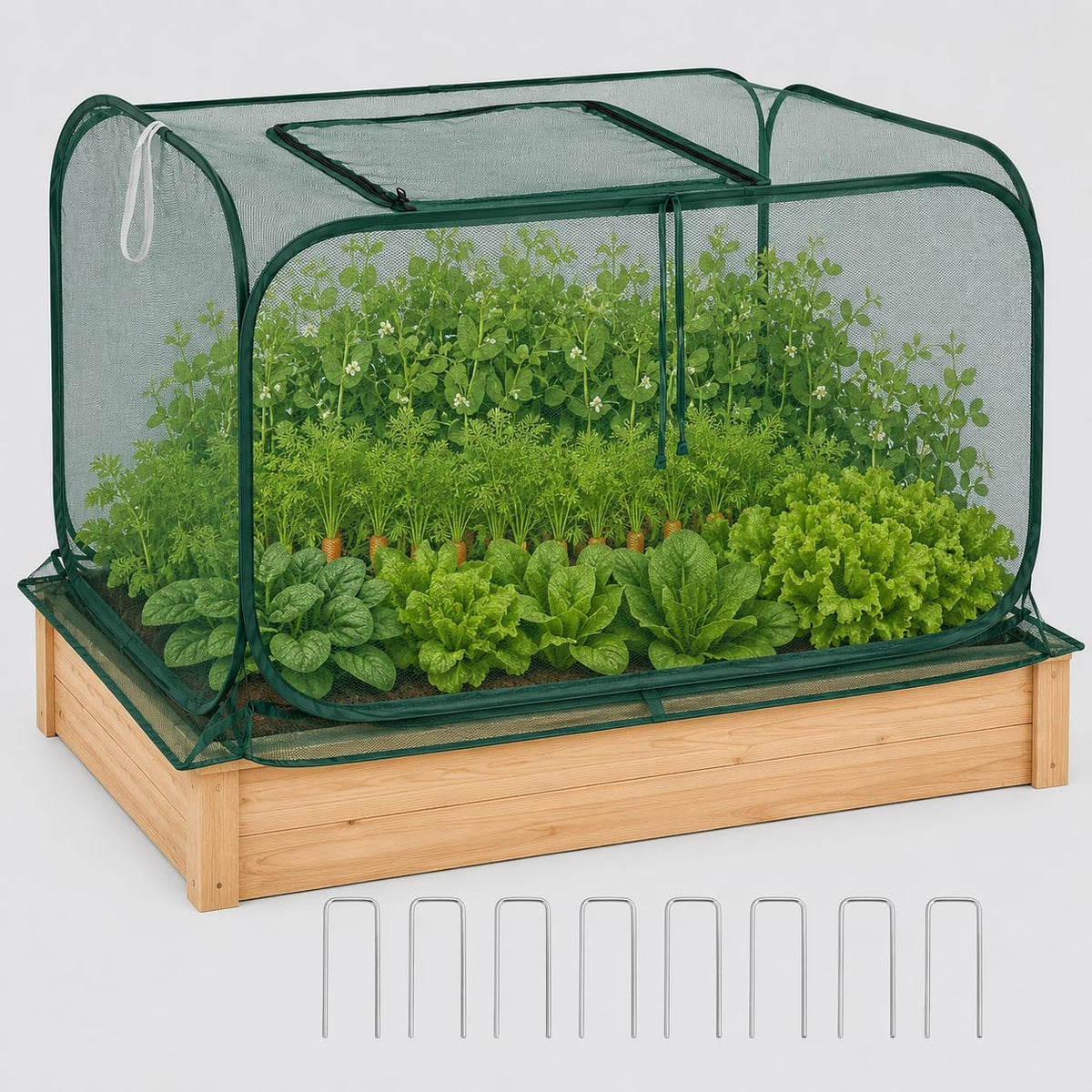 collapsible pop-up mesh garden cover（47''x47''x47''for square raised beds-30%, main product view