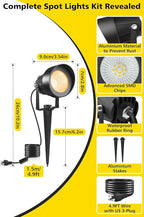 T-SUN Dusk to Dawn Outdoor Lighting, Flag Spot Lights with Photocell Auto On/Off, Waterproof 3000K Warm White LED Plug-in Landscape Spotlights for Garden Yard Tree Pathway Pole House