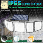 Solar Lights Outdoor Waterproof Motion Sensor - 416 LEDs 3000 Lumens Super Bright 3 Brightness 3 Modes 2400mAh 360° Illumination 32ft Solar Flood Security Light for Outside (with Stakes, 1)