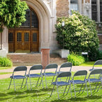 VINGLI 10 Pack Folding Chairs with Padded Seats, Metal Frame with Pu Leather Seat & Back, Capacity 350 lbs, Blue