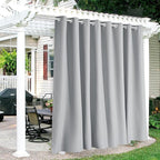 RYB HOME Extra Wide Outdoor Curtains for Patio Waterproof Heavy Duty Thermal Insulated in Summer Full Coverage Privacy for Porch, Cabana & Pool, W120 x L84, Light Grey, 1 Panel