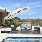 PURPLE LEAF 10 Feet Patio Umbrella Outdoor Cantilever Solar Powered LED Square Umbrella Aluminum Offset Umbrella with 360-degree Rotation for Garden Deck Pool Patio White