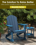 GREENVINES Adirondack Rocking Chairs Set of 2, HDPE Outdoor Rockers, Blue | Heavy Duty Thickened Legs | 5’’ Wide Armrests | All Weather | Porch Rocker Chair | Low Maintenance for Patio Deck Fire Pit