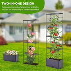 GENMOUS 2 Pack Rectangle 4 Tier Tomato Planter, Raised Garden Bed Tall 45'' Vertical Elevated Garden Planter Standing Garden Bed Planter Box with Drainage Holes Patio Balcony Porch Black