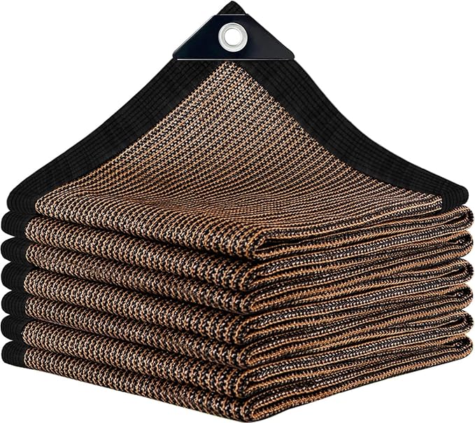 Sun Shade Cloth with Grommets,90% UV Protection Shade Fabric,Pergola Shade Cover Canopy Fence Privacy Screen Balcony,Brown Sunshades for Patio Pergola Garden Backyard Outdoor,Mocha-8x16FT