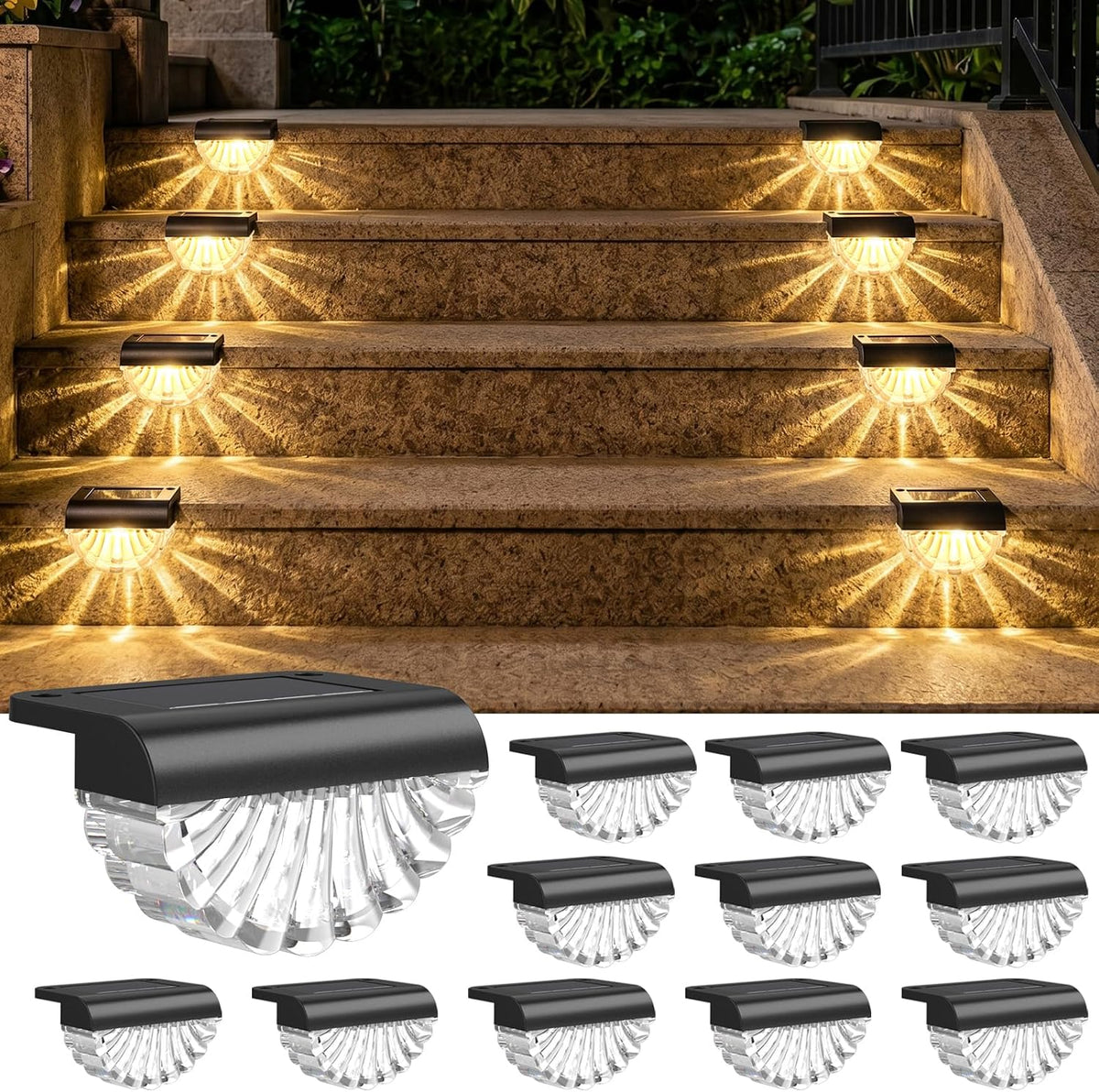 greluna solar step lights outdoor, 16 pack waterproof, main product view