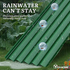 YITAHOME 8x4x1.5 ft Galvanized Raised Garden Bed Kit, Large Metal Planter Box with Gloves, Safety Rubber & Support Rod, Outdoor Flower Bed for Plants Vegetables, Green
