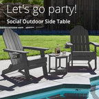 LUE BONA Adirondack Outdoor Side Table, 2-Tier Dark Grey HDPS Patio End Table Weather Resistant, Morden Side Table for Patio, Pool, Porch