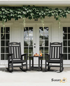 Oversized Outdoor Rocking Chair, High Back Porch Rocker Chair, HDPE All Weather Resistant Rocking Chairs for Patio, 380lbs Weight Capacity, Black