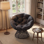 Giantex Wicker Papasan Chair with Soft Thick Cushion and High Capacity Metal Frame, 360° Swivel Ergonomic Lounge Reading Chair for Living Room, Bedroom, Patio, Indoor Outdoor Use (Grey)