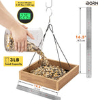 iBorn Platform Bird Feeder Tray Bird Feeders for Outdoors Hanging for Outside Flat Birdfeeder Tray with Large Capacity 3LBS, WPC Recycled Plastic & Cedar Look, Waterproof, 10.6"x10.6", Raw
