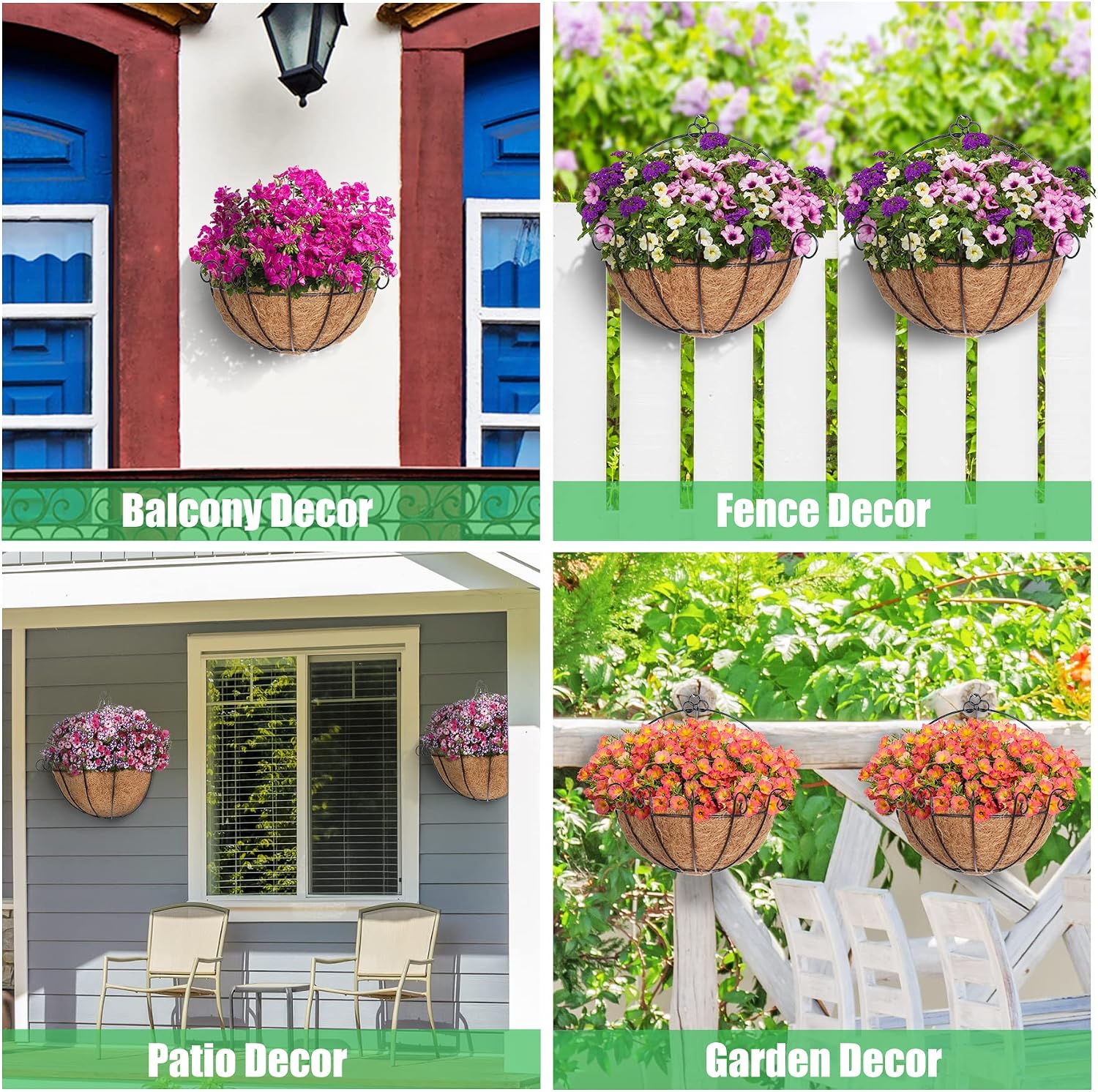 Y&M 2PCS 16" Half Round Coco Liner Pre-Formed Thick Replacement for Wall Basket Planter