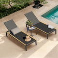 Grand patio 2PCS Mesh Sling Chaise Lounge w/Wheels, 77.75", 350lbs, Black | 77.75" extra-long mesh sling chair, 350lb cap, 4 recline positions, wheels, woodgrain texture, quick-dry, for patio/beach