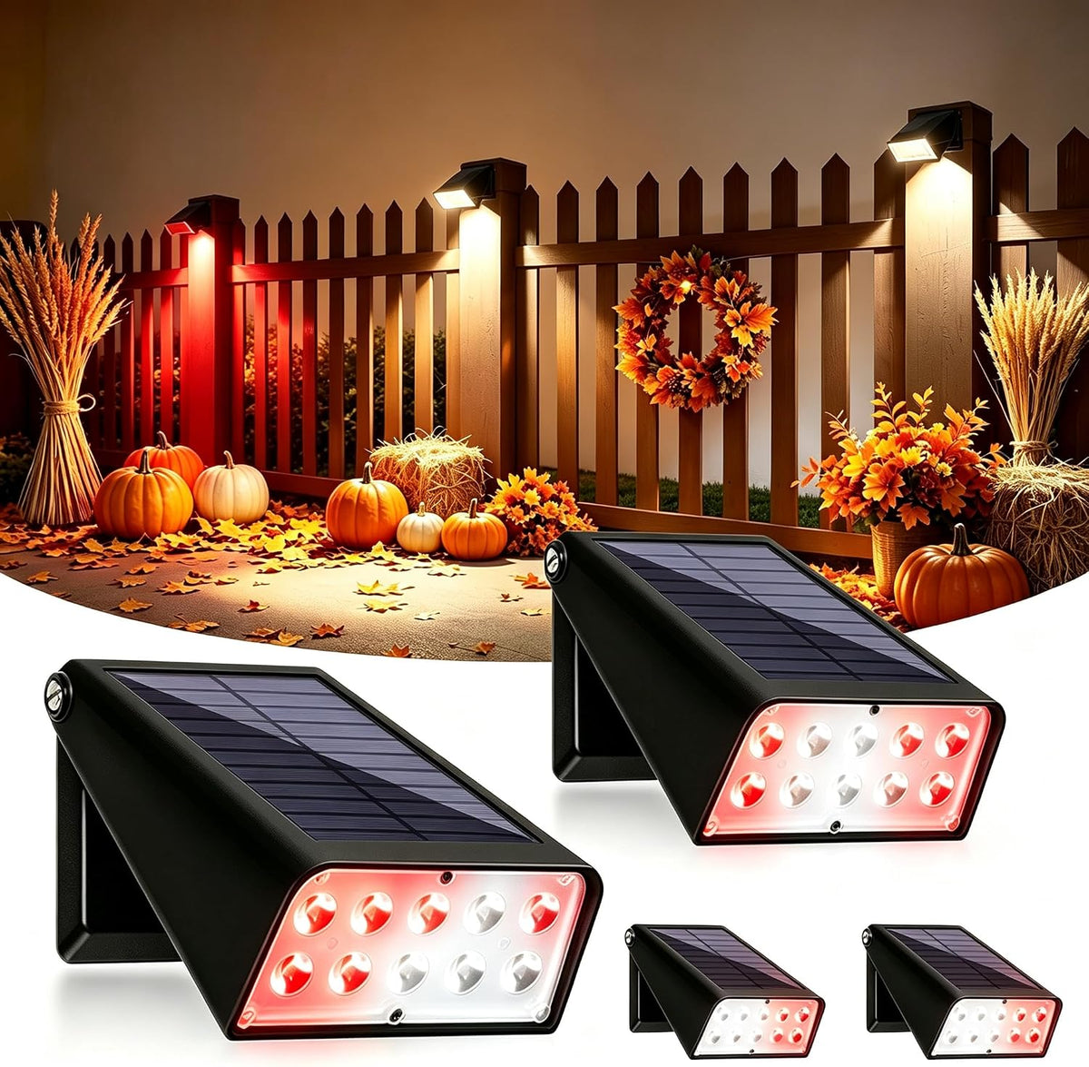 waterproof rgbw solar fence lights, up to 30+, main product view