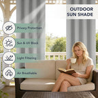 Outdoor Curtains for Patio Waterproof - 6 Panels Privacy Weatherproof Outside Curtains with Grommets for Pergola, Gazebo, Porch, Cabana, Balcony, 54 x 108 Inch, Silver