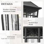 Darkaway Outdoor Wall Lights for House, Exterior Lighting Fixtures Wall Mount Outdoor Porch Lights Waterproof Black Outdoor Sconce Lights with Seeded Glass for Patio Hallway Garage,2 Pack