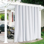 RYB HOME Outdoor White Curtains - Extra Wide Curtains Waterproof for Patio Cabana Balcony Pavilion Outside Deck, Wide 120 inch x Long 84 inch, 1 Pc, Grayish White