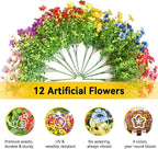 ZeeDix Railing Planter Boxes with Artificial Flowers, 2 Pack 16 Inch Window Box Planter with 24 Pack Fake Flowers for Deck Porch Patio Balcony Garden Home Decor