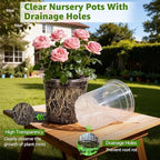 MIXC Clear Nursery Pots with Drainage Holes, 5/4/3.5 Inch Reinforced Transparent Plastic Seed Starter Pots, for Indoor Outdoor Gardening Seedling Planter, 30 Pack