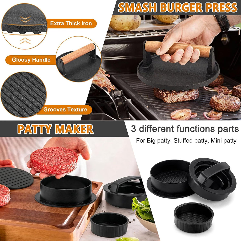 35Pcs Griddle Accessories Kit for Blackstone, Joyfair Flattop Grill Spatula | Grilling Accessory Tool Set with Stainless Steel Griddle Spatula Smash Burger Press Basting Cover Patty Maker For Outdoor BBQ