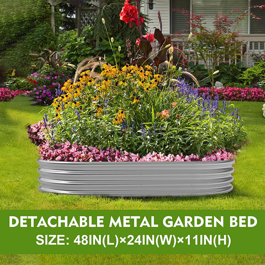 metal raised garden bed, 4x2x1ft galvanized planter box shown in use