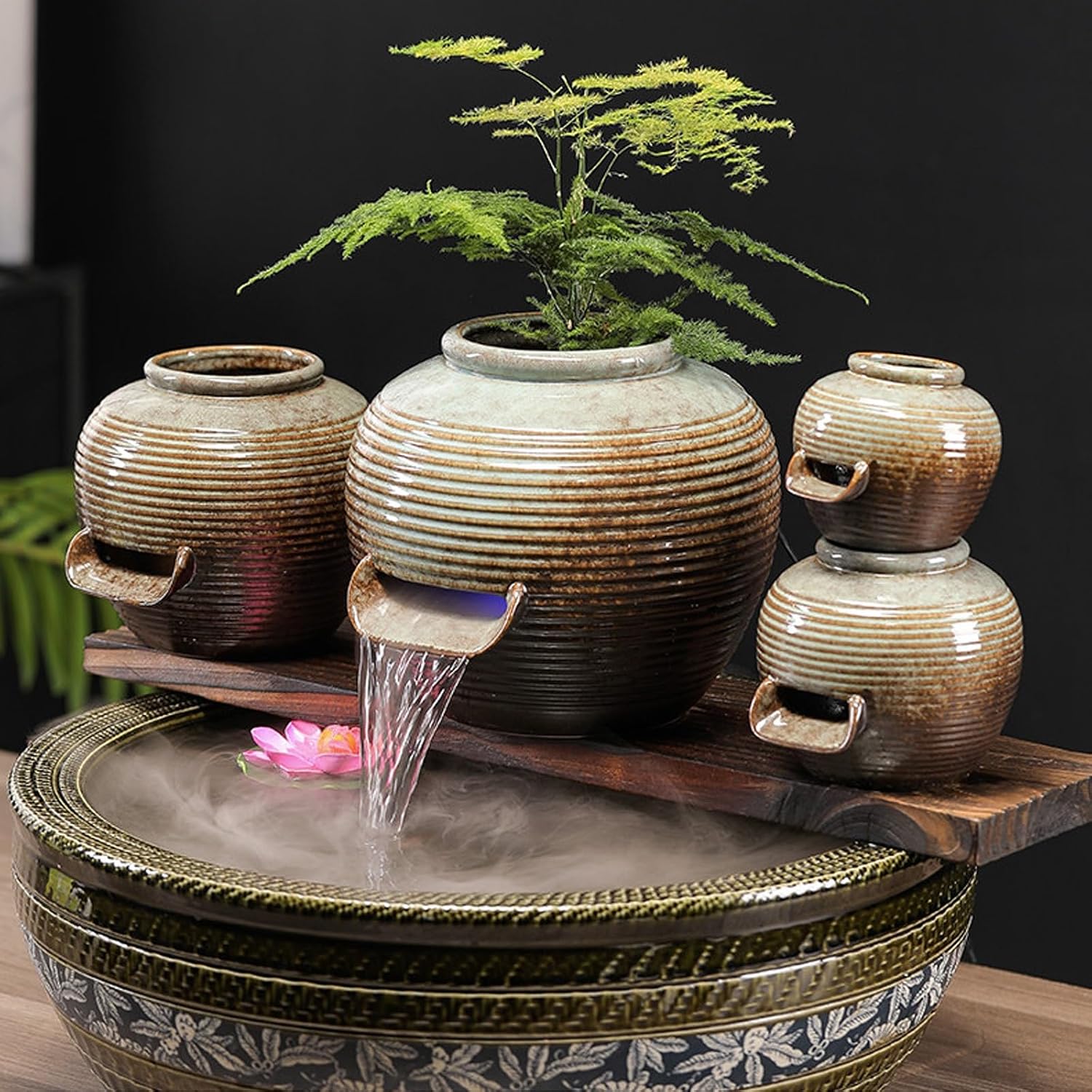Ceramic Water Fountain Spout U-Shaped, Spitters for Small Ponds | Fish Tank Water Circulation for Patio Pond Pool, Decoration Landscaping Fountain Ornaments(23*20*19cm/9.1*7.9*7.5in)