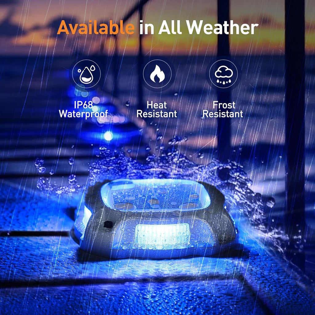 agptek aluminum multi-colors in 1 solar driveway lights showing dimensions