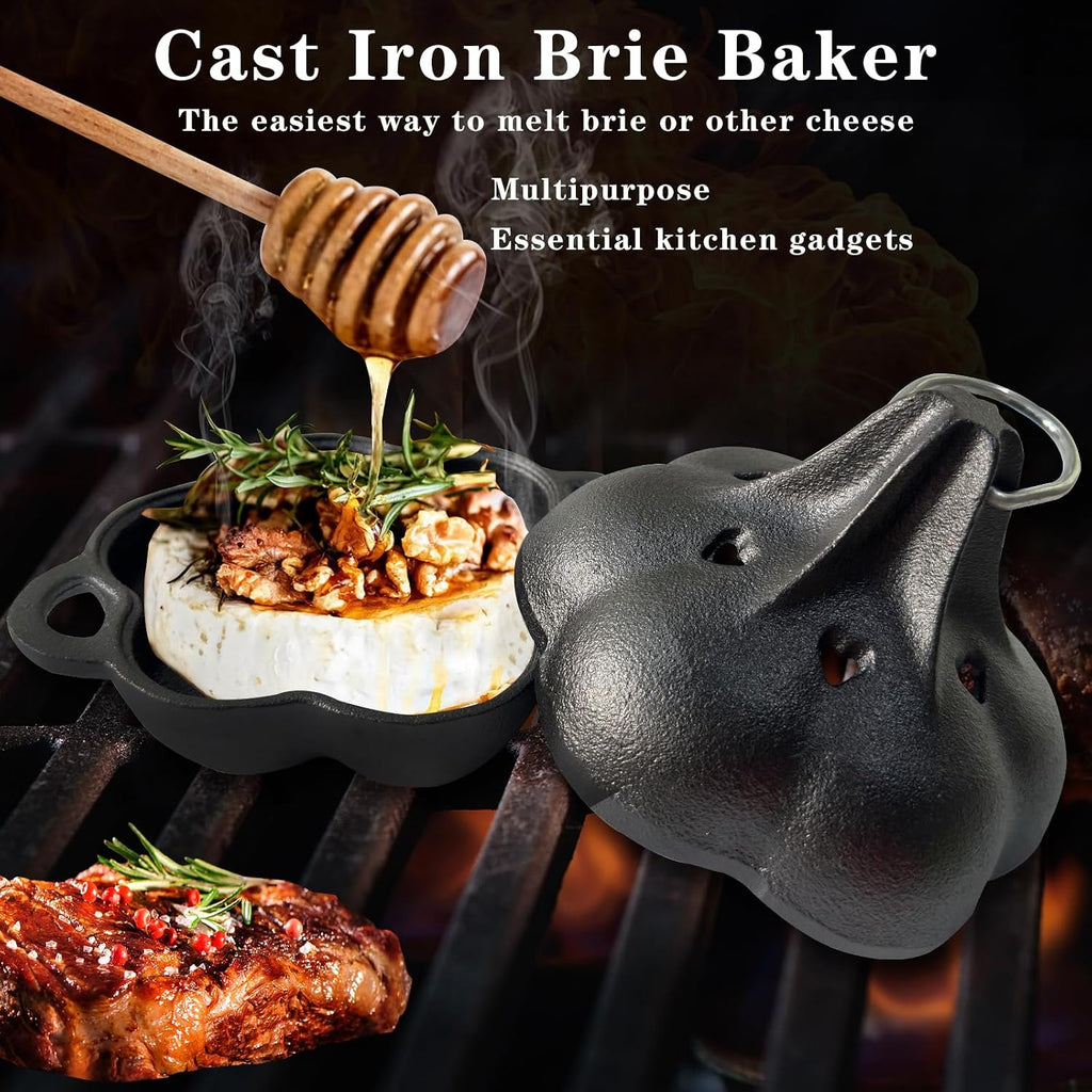 Pre-Seasoned Cast Iron Smoker & Garlic Roaster with Airflow Lid | Wood Chip Smoker Box for BBQ, Oven, Smoky Vegetables & Meats, Grill Smoker Boxes