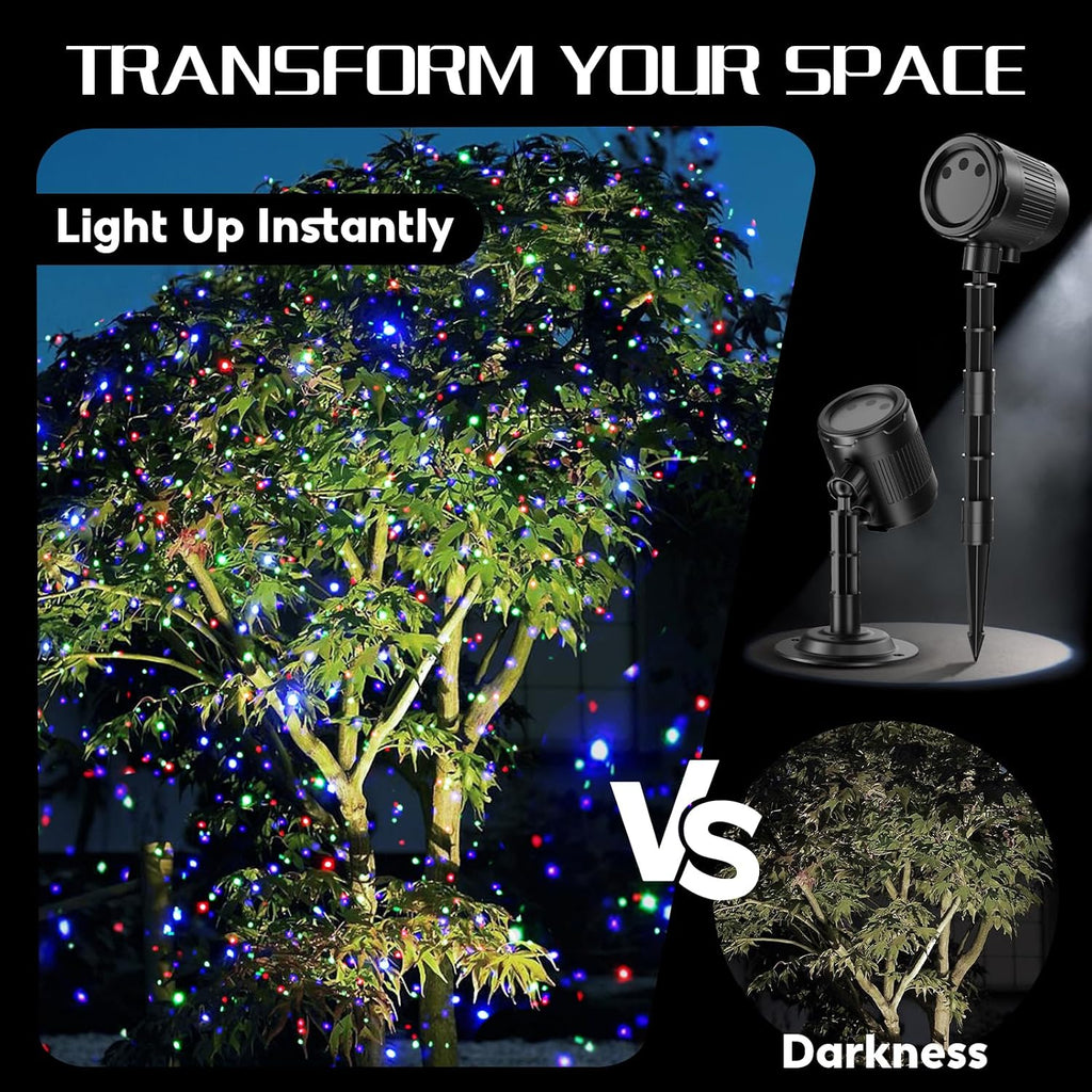 Christmas Projector Lights Outdoor, 3 Color Firefly Light Show, IP65 Waterproof Light Projector Outdoor with Remote Control and Timer, Indoor Projection Lights for House Garden Holiday Xmas Decor