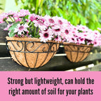 LaLaGreen Wall Hanging Planters, 4 Pack, 12 Inch Balcony Flower Baskets with Coco Liner Outside, Outdoor Vertical Garden, Fence Pots Holder Half Round Semi Circle Rail Railing Deck Porch Balcony Patio
