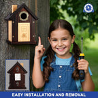 SISTERBIRD Pack of 2 Premium Bluebird Houses for Outside, All Seaons Bird Houses for Outside, Wooden Cabin Birdhouses for Outdoors, Weatherproof Courtyard Decorated Hanging Bird House