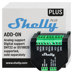 Shelly Plus Add-On | Wi-Fi & Bluetooth Add-On for Shelly Plus Devices | Measure Temperature and Humidity | Home Automation | Works with Alexa & Google Home | iOS Android App | No Hub | Digital Sensor