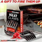 Alpha Grillers Meat Shredder Claws BBQ Pulled Pork Bear Claws for Shredding | Smoker & Grilling Accessories, Chicken Shredder Tool, Pork Pulling Gift for Men