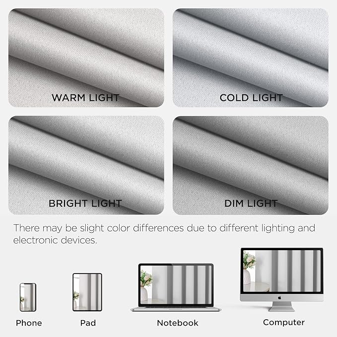 Joydeco Blackout Patio Sliding Door Curtains 84 Inches Long, Grommet Privacy Room Divider Curtains, Extra Wide Thermal Blackout Drapes for Bedroom Living Room (Greyish White 100Wx84L, 1 Panel)
