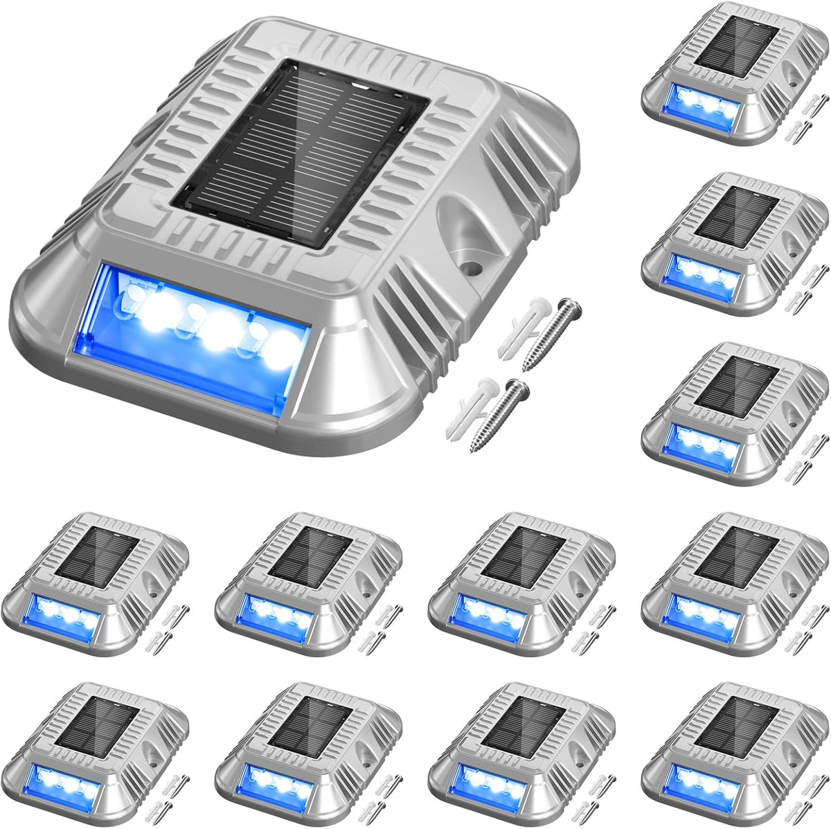 addlon solar dock lights marine 12 pack, driveway, main product view