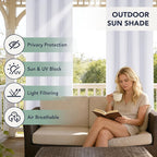 White Outdoor Curtains for Patio Waterproof - 8 Panels Privacy Weatherproof Outside Curtains with Grommets for Pergola, Gazebo, Porch, Cabana, Balcony, 54 x 84 Inch