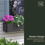 Mayne Horizon 4FT Window Box Planter – Modern Rectangular Faux Wood Grain Design for Windows, Durable All-Season Outdoor Flower Box with Drainage, Easy Installation