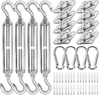 yofit Shade Sail Hardware Kit 5 inch for Triangle Rectangle Sun Shade Sail Installation, 304 Grade Stainless for Garden Outdoors, 80 Pcs