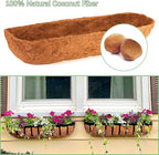 Coco Liners for Planters - 4 Pack 36 Inch Trough Coconut Liners for Planters, Window Box Coco Liners, 100% Natural Coconut Fiber Liners for Wall Hanging Basket, Window Box, Fence Baskets