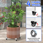 plant caddy with wheels, adjustable 14in to 21inch showing dimensions