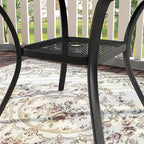 VICLLAX Patio Dining Set for 6, Outdoor Furniture Set Includes 47.2" Round Patio Table and 6 Patio Sling Chairs, Walnut Tabletop and Brown Fabric